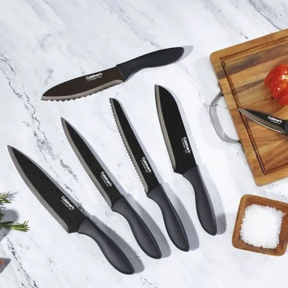 Cuisinart Advantage 10 Piece Ceramic Coated Knife Set with Blade Guards, black - Picture 1 of 8